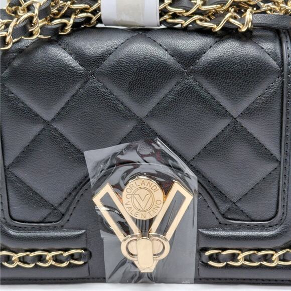 Valentino Orlandi Designer Black Diamond Quilted Crossbody Small Shoulder Bag - Picture 4 of 15